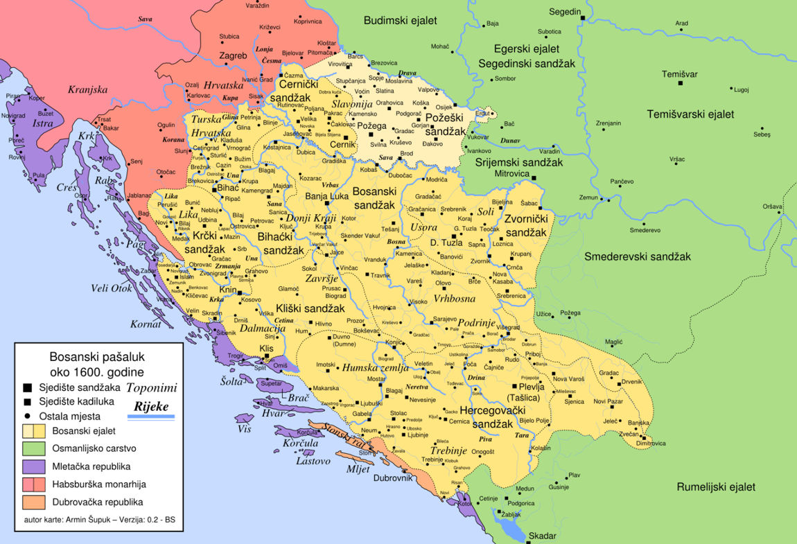 Karta Bosanski paaluk 1600. g.